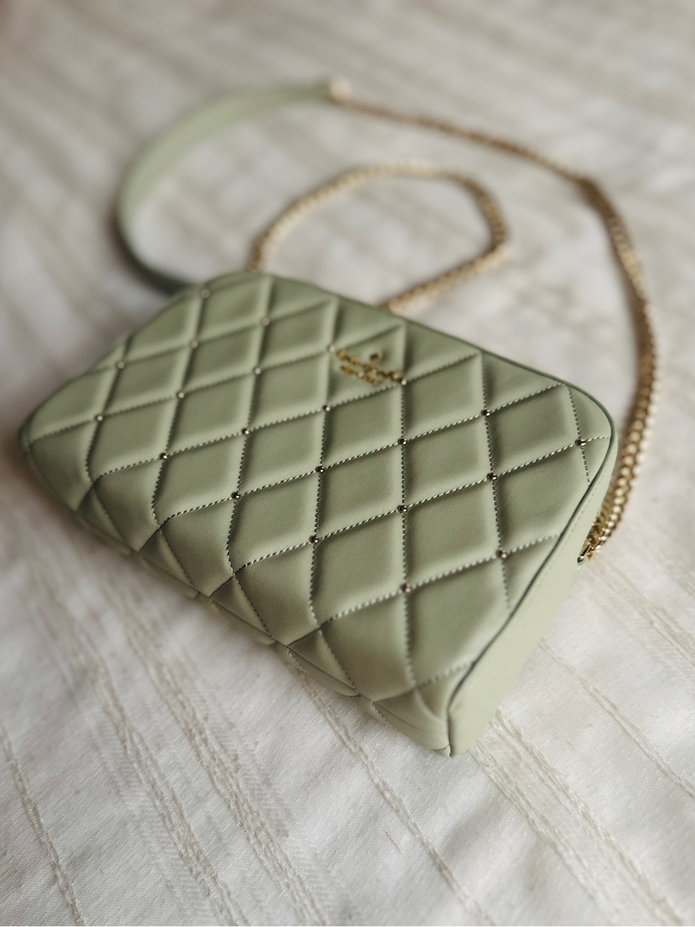 KATE SPADE NY Carey Leather Quilted Camera Bag & Wallet in Studded Wild Sage
